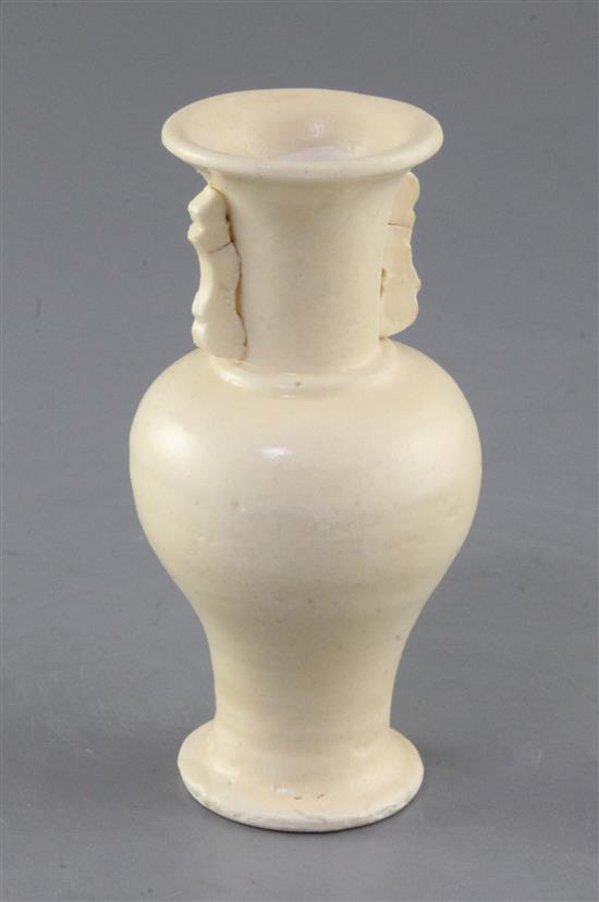 A small Chinese Dehua two handled baluster vase, Song dynasty, height 12.5cm